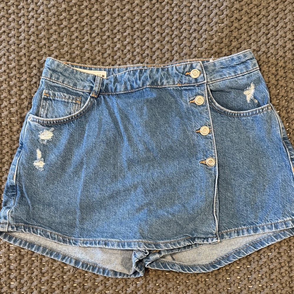 Zara Denim Button-Up Skort